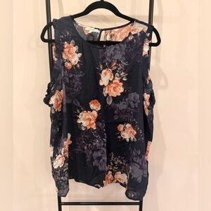 Maurices Navy and Peach Floral Blouse